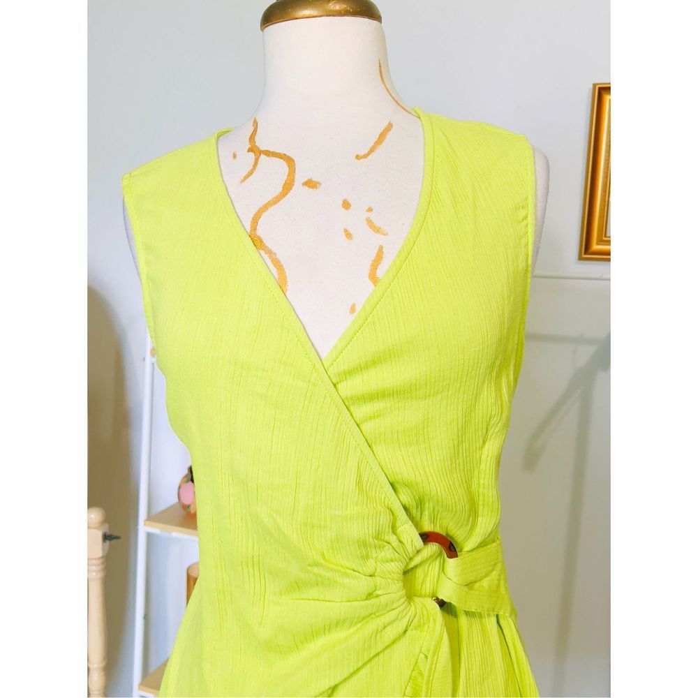 ASOS Design Lime Green Mini Ruffle Dress - Picture 2 of 5